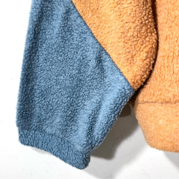 Free People Blue Monday Pullover Tan Blue Sherpa - Picture 5 of 11